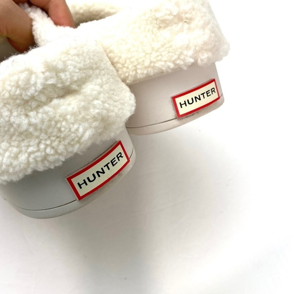 HUNTER White Play Vegan Shearling Insulated Clogs Slides In Cream Size 9 - Picture 9 of 13